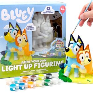 bluey paint your own light-up figurine, bluey & bingo night light, toys for kids, playset, party decorations, game, for kids ages 3+