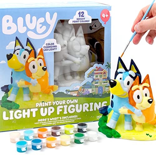 Bluey Paint Your Own Light-Up Figurine, Bluey & Bingo Night Light, Toys for Kids, Playset, Party Decorations, Game, for Kids Ages 3+