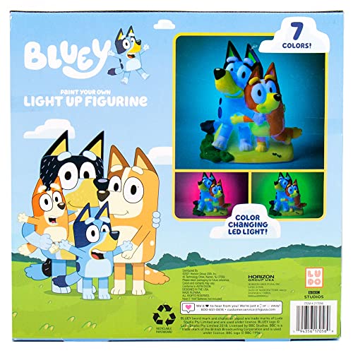 Bluey Paint Your Own Light-Up Figurine, Bluey & Bingo Night Light, Toys for Kids, Playset, Party Decorations, Game, for Kids Ages 3+