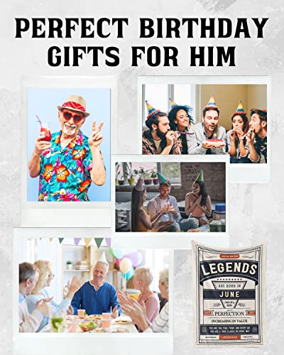 InnoBeta Birthday Gifts for Men, Novelty Personalized Men Birthday Gift Ideas Legends are Born in March - Gifts for Him, Dad, Husband, Brother - Flannel Throw Blanket, White & Blue, 50"x 65"