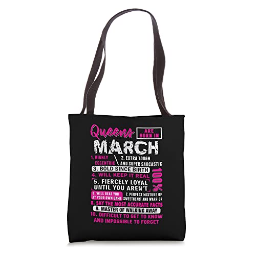 Queens Are Born In March 10 Facts Funny Birthday Tote Bag