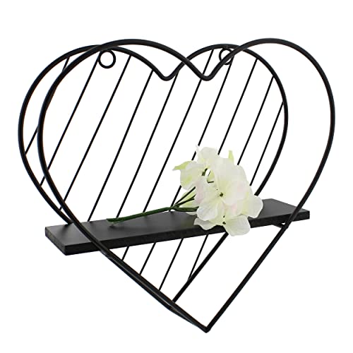 Spec101 Metal Floating Shelf - Decorative Heart Design Hanging Shelf Wall Decor for Food, Collectibles, or Decoration