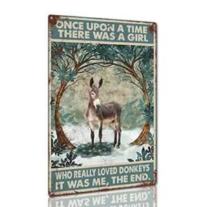 tin sign once upon a time there were a girl who really loved donkey tin sign metal wall decor for garden bars restaurants cafes 8×12inch/tin sign