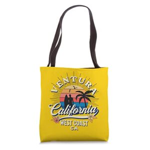 ventura california beach surf summer vacation vintage tote bag