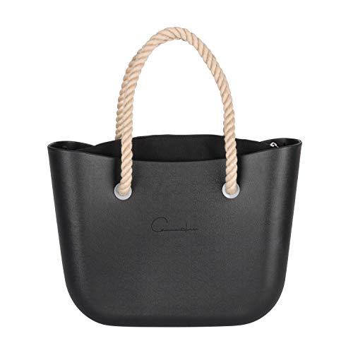 Women's Beach Handbag - Rope Handles - waterproof silicone backpack swim bags book tote speedo bag totes Fashion (noir)