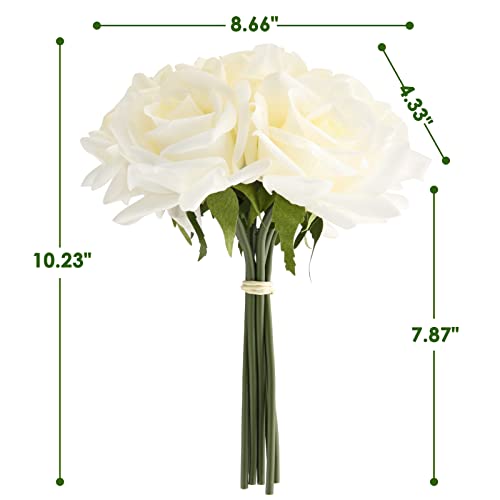 Eyamumo 7pcs Artificial Roses Flowers, Faux Silk Rose Artificial Flower, Real Touch Fake Flowers Decoration DIY for Wedding Party Home Office Decoration Dining Table Centerpiece