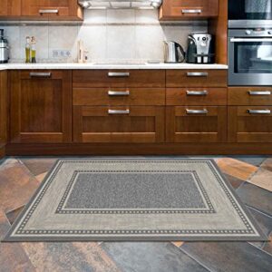 ottomanson ottohome collection non-slip rubberback bordered design 3×5 indoor area rug, 3’3″ x 5′, light gray