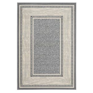 Ottomanson Ottohome Collection Non-Slip Rubberback Bordered Design 3x5 Indoor Area Rug, 3'3" x 5', Light Gray