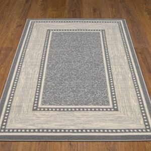 Ottomanson Ottohome Collection Non-Slip Rubberback Bordered Design 3x5 Indoor Area Rug, 3'3" x 5', Light Gray