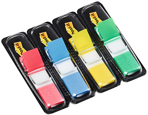 Post-it 12 x 43 mm Small Index Flags, 4 Colours - Multicolour, Pack of 140 Flags