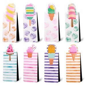 24 pcs summer magnetic bookmarks for kids, ice cream theme funny bookmarks for students kids adults reading
