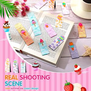 24 Pcs Summer Magnetic Bookmarks for Kids, Ice Cream Theme Funny Bookmarks for Students Kids Adults Reading