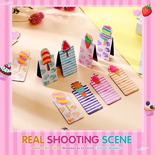 24 Pcs Summer Magnetic Bookmarks for Kids, Ice Cream Theme Funny Bookmarks for Students Kids Adults Reading