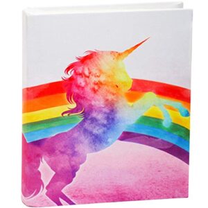 jumbo, stretchable book cover unicorn print. fits hardcover textbooks 9 x 11 and larger. reusable, adhesive-free, fabric protectors are a needed school supply for students