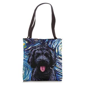 black goldendoodle labradoodle starry night dog portrait aja tote bag