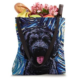 Black Goldendoodle Labradoodle Starry Night Dog Portrait Aja Tote Bag