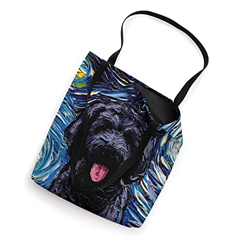 Black Goldendoodle Labradoodle Starry Night Dog Portrait Aja Tote Bag