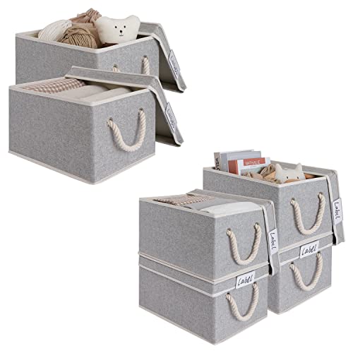 LoforHoney Home Bundle- Storage Bins with Lids Light Gray Large 2-Pack & 4-Pack