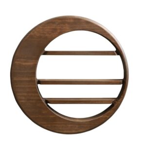 Hijnx Moon Premium Round Wall Shelf for Crystals Display - Essentials Storage Shelf - Solid Wood Craftsmanship Wall Art - Crescent Moon Shelf - Beautiful & Decorative for Your Beloved Ones., Brown