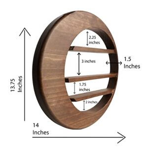 Hijnx Moon Premium Round Wall Shelf for Crystals Display - Essentials Storage Shelf - Solid Wood Craftsmanship Wall Art - Crescent Moon Shelf - Beautiful & Decorative for Your Beloved Ones., Brown