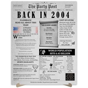 19th birthday party decorations poster – 19 years ago anniversary card for women and men. back in 2004 home decor supplies for her or him turning 19 years old. 11 x 14 in birthday retro card.