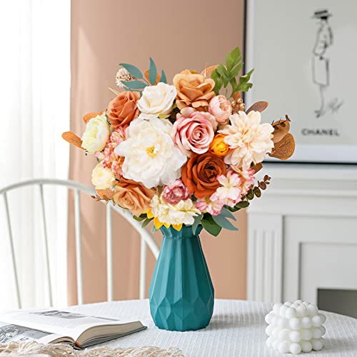 AmyHomie Artificial Flowers Combo Silk Mix Peony Rose Hydrangea Fake Flowers w/Stem for DIY Wedding Bouquets Centerpieces Arrangements Table Party Bridal Baby Shower Home Fall Decor(Champagne)