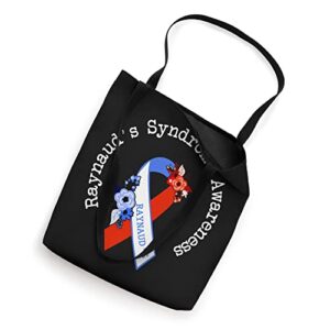 Raynaud's Syndrome Awareness Support Floral Red Blue Ribbon Tote Bag