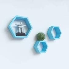 modern floating wall shelves for home decor set of 3 pc wall shelf hanging shelves wall mounted shelves by sufy crafts (blue)