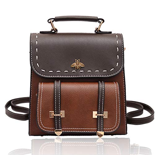 Fashion Women Backpack Mini PU Leather Backpack Travel Shoulder Bag for Girls Women Brown