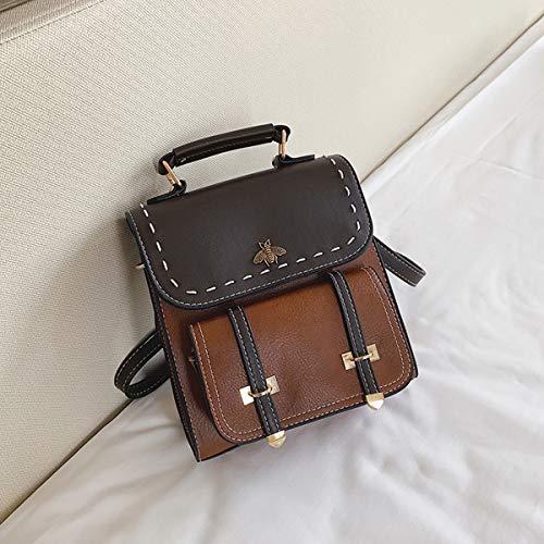 Fashion Women Backpack Mini PU Leather Backpack Travel Shoulder Bag for Girls Women Brown