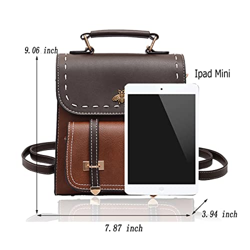 Fashion Women Backpack Mini PU Leather Backpack Travel Shoulder Bag for Girls Women Brown