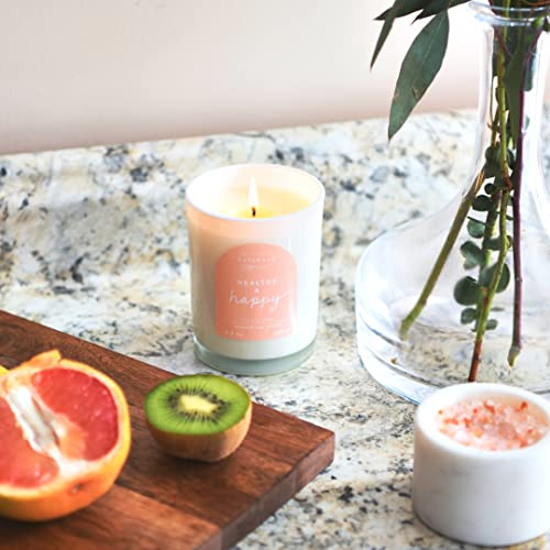 Beautifully Balanced Scented Lidded Glass Soy Candle, Healthy + Happy, 9.3 oz.