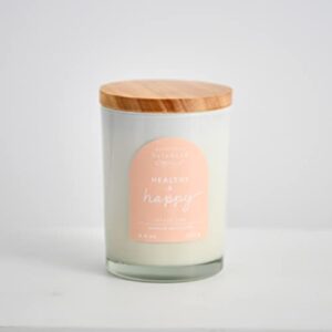 Beautifully Balanced Scented Lidded Glass Soy Candle, Healthy + Happy, 9.3 oz.