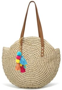 women straw bag woven shoulder bag beach tote handwoven handbags for vocation free