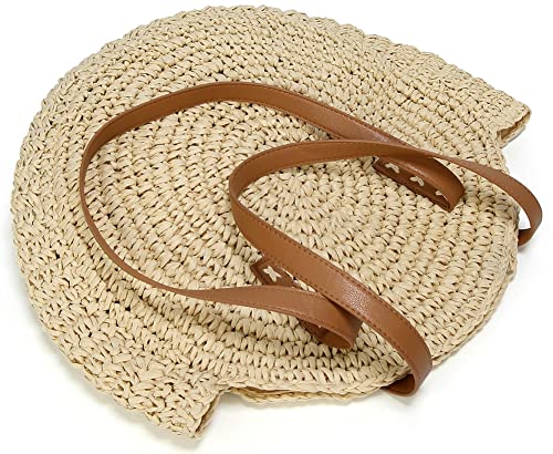 Women Straw Bag Woven Shoulder Bag Beach Tote Handwoven Handbags for Vocation Free