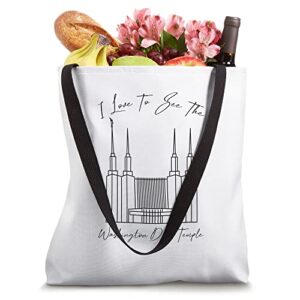 Washington DC Temple, I love to see my temple, calligraphy Tote Bag