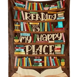 InnoBeta Book Lovers Throw Blanket - Flannel Blankets for Book Club, Librarians, Readers and Literary Lover - Book Lover Gifts on Birthday, Thanksgiving, Christmas - 50" x 65" - (Brown)