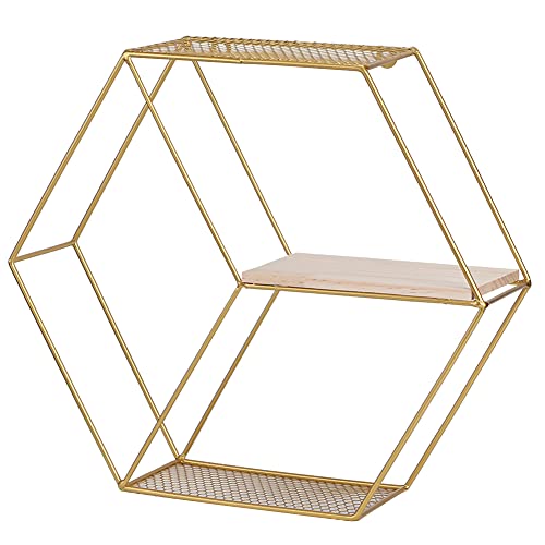 Socobeta Storage Shelf, Optional Color Display Rack Floating Shelf 3.9X12.6in for Home Decoration(Gold)