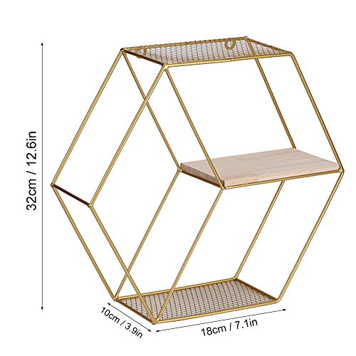 Socobeta Storage Shelf, Optional Color Display Rack Floating Shelf 3.9X12.6in for Home Decoration(Gold)