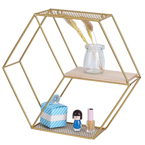 Socobeta Storage Shelf, Optional Color Display Rack Floating Shelf 3.9X12.6in for Home Decoration(Gold)