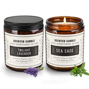 sage candles for cleansing house, 14.4 oz candles for home scented, odor eliminating candle, sage candles for cleansing house negative energy, lavender candles gifts for women, mother’s day