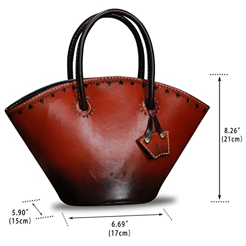 Genuine Leather Small Handbag Satchel for Women Handmade Retro Crossbody Bag Little Purses for Ladies (Red)