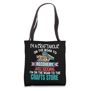 i’m craftaholic on road to recovery scrapbooking crafter tote bag