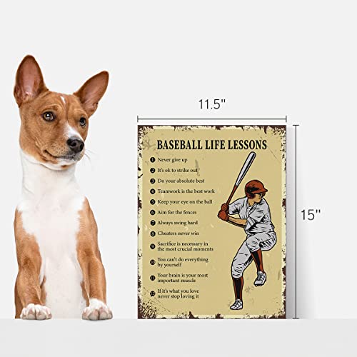 Baseball Life Lessons Canvas Painting Framed Wall Art Decor for Living Room Bedroom Office, Retro Canvas Poster Print Sport Gifts for Baseball Players Fan Birthday Xmas Graduation Gift