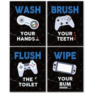 faljiok gamer bathroom wall art decor poster prints, gaming wall decor video game controller for boys kids son gamer bathroom decorations (8″x10″x4 unframed)