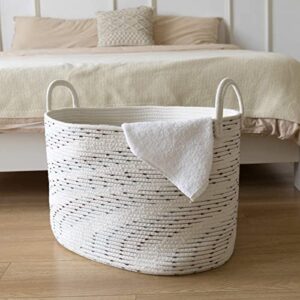 La Jolie Muse Cotton Rope Basket for Blanket Yoga Mat Storage