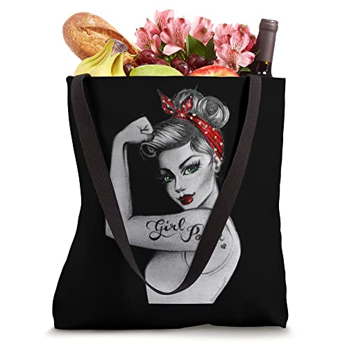 GirlPower PinUp Retro Modern Rosie the Riveter Feminist Icon Tote Bag