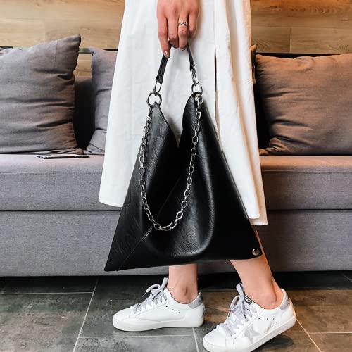 Leather Handbags for Women Luxury Handbags Women Bags Large Capacity Tote Bag Shoulder Bags (Black,30cm)