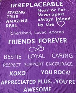 friendship throw blanket purple, soft and cozy, unique gifts for women celebrating friendship, caring for women
