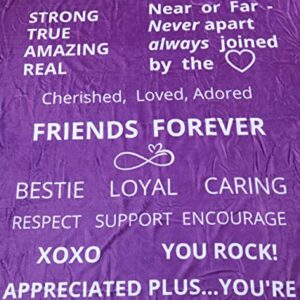 Friendship Throw Blanket Purple, Soft and Cozy, Unique Gifts for Women Celebrating Friendship, Caring for Women